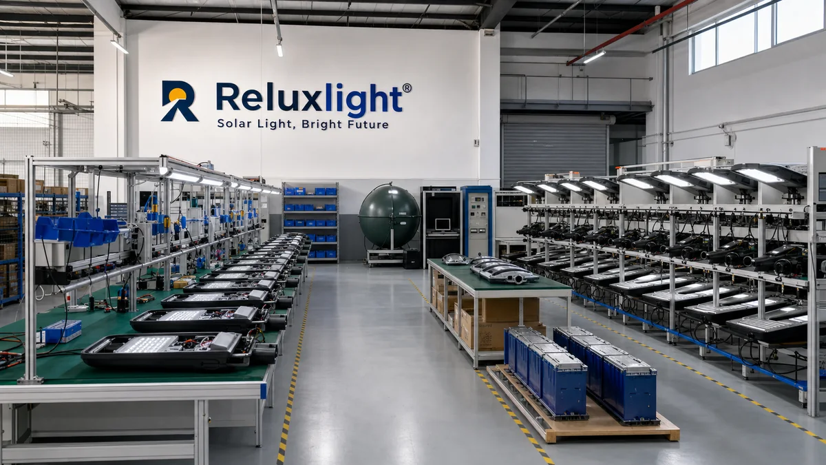 Reluxlight solar street light assembly and testing workshop